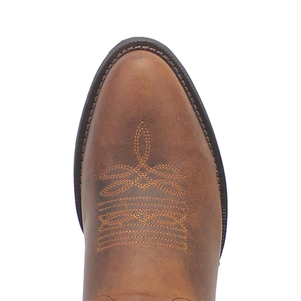 Laredo Birchwood Tan Leather Mid Round Toe Western Cowboy Boot (US Men Size)