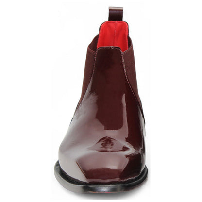 Emilio Franco Leonardo Premium Italian Leather Burgundy Patent Ankle Dress Boots For Men