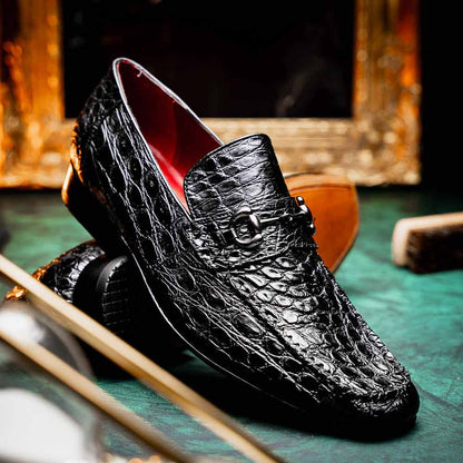 Landro Men’s Genuine Caiman Skin Moc Toe Bit Loafers | Marco Di Milano