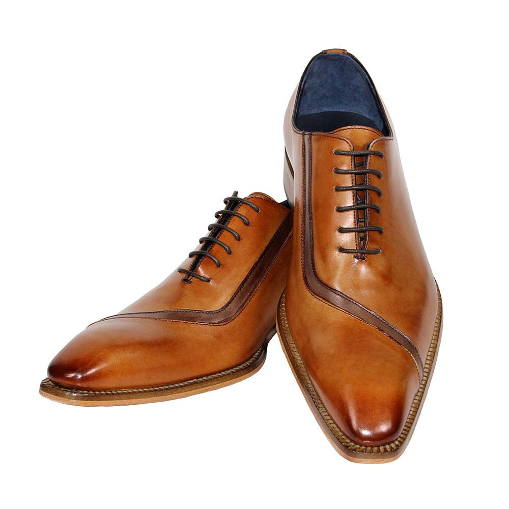 Duca Torre Premium Italian Leather Cognac Oxford Shoes For Men