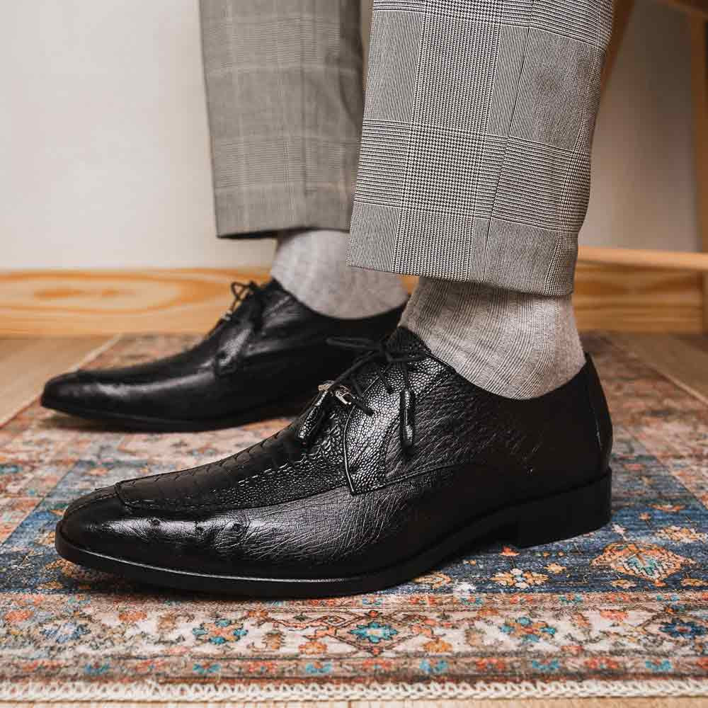 Andretti Black Men’s Genuine Ostrich Leg Dress Derby | Marco Di Milano