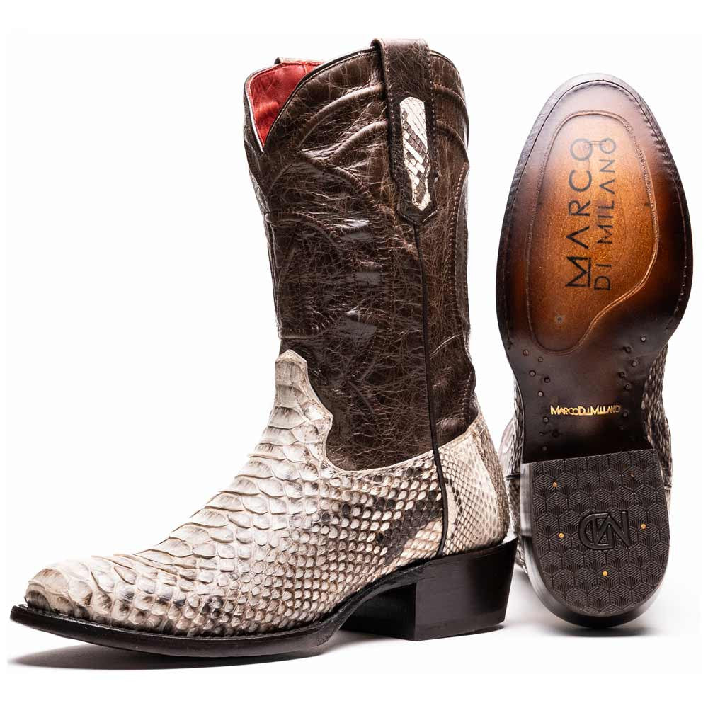 Kansas Genuine Python Skin Natural Cowboy Boot | Marco Di Milano Western Boots