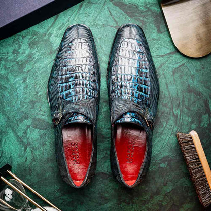 Toluca Genuine Crocodile and Lizard Skin Monk Strap | Marco Di Milano Exotic
