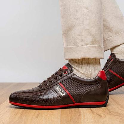 Marco Di Milano Portofino Ostrich Leg Sneaker - Brown