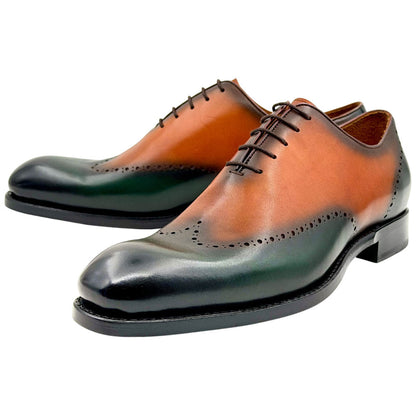 Ugo Vasare Williams Goodyear Welt Wholecut Toe Camel Green Dress Shoes