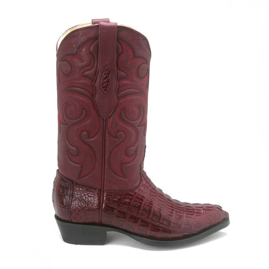 Los Altos Burgundy Genuine Caiman Crocodile Western Boots J Toe