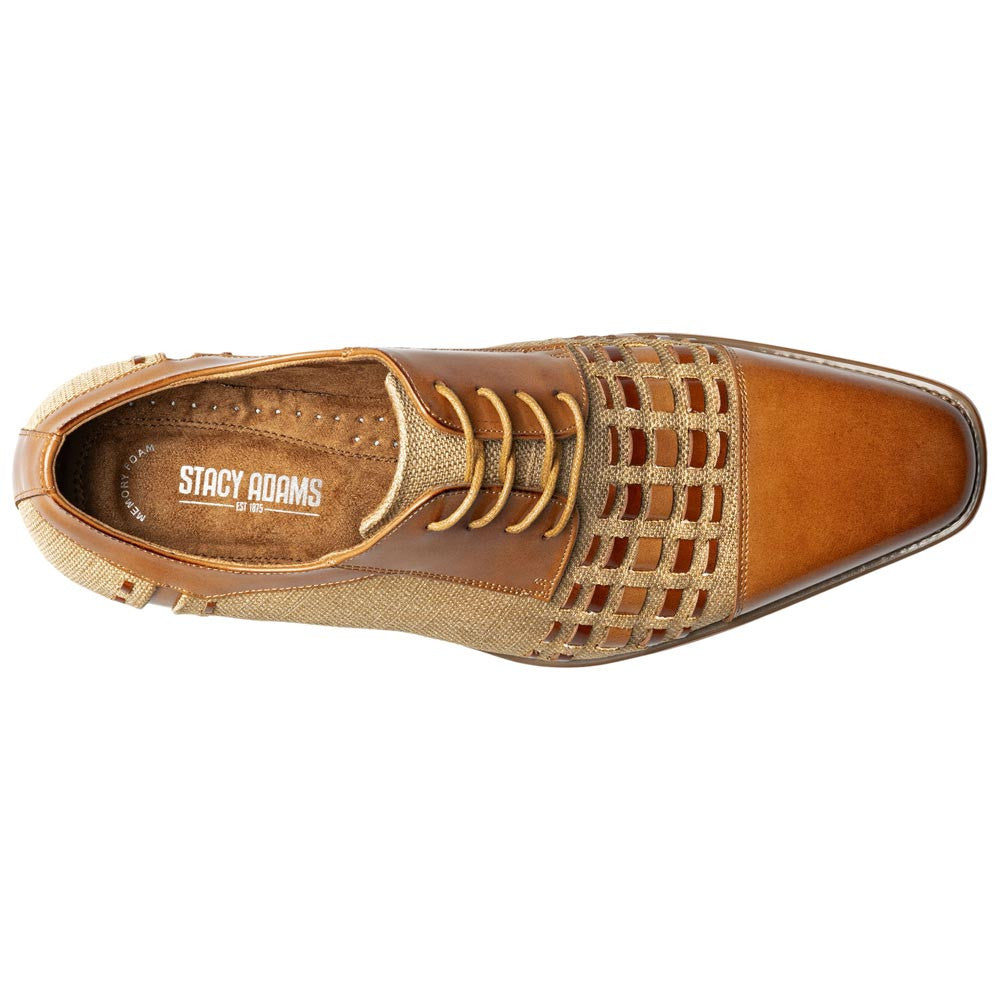 Stacy Adams Men’s Halstead Tan Multi Woven Cut Cap Toe Oxfords
