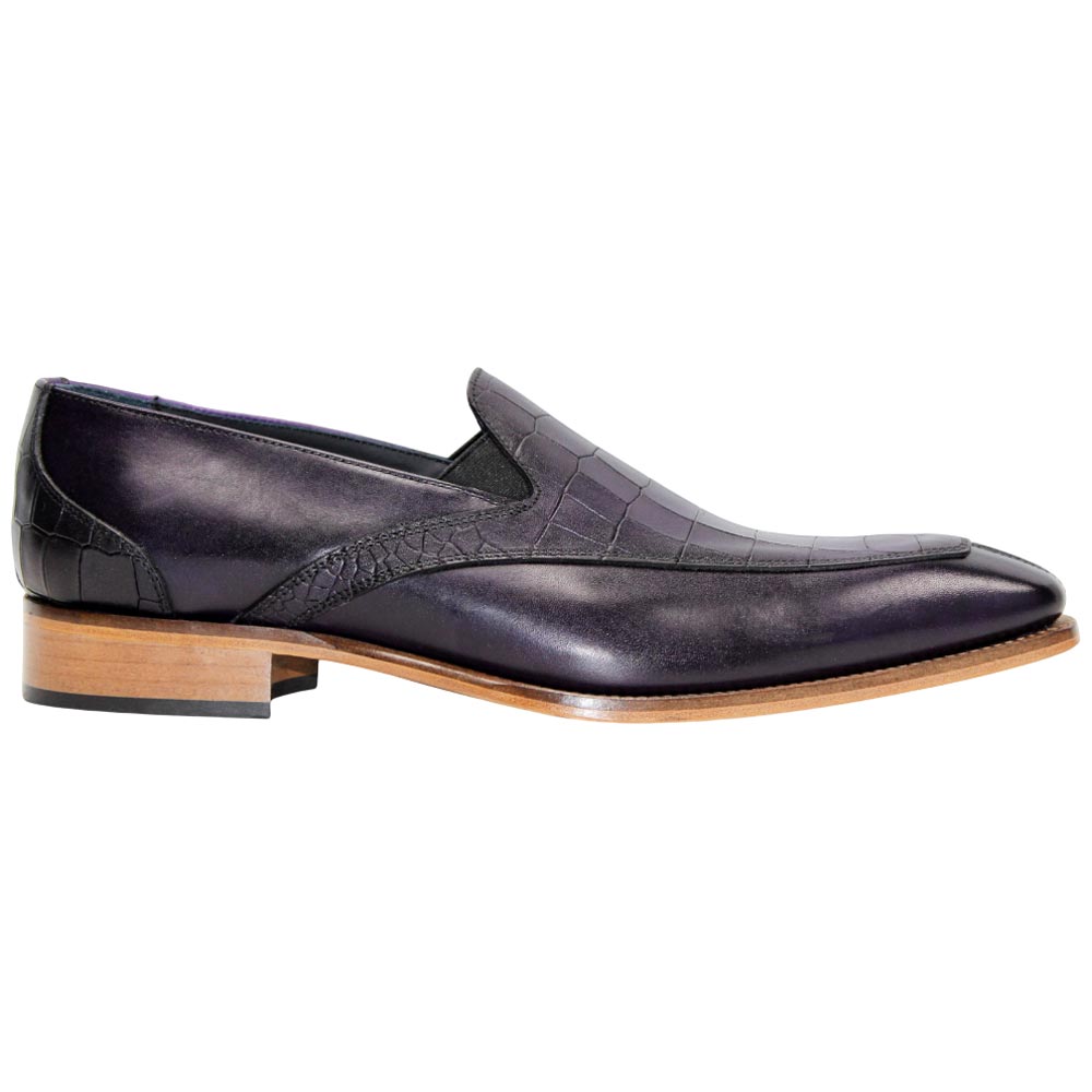 Duca Trento Men's Shoes - Purple Crocodile Print - Calf-Skin Leather Slip-On