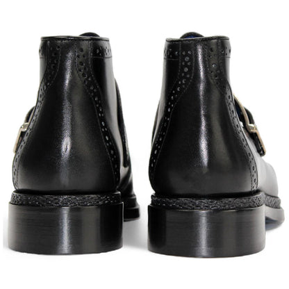 EMILIO FRANCO Aldo Black Leather Buckle Boots