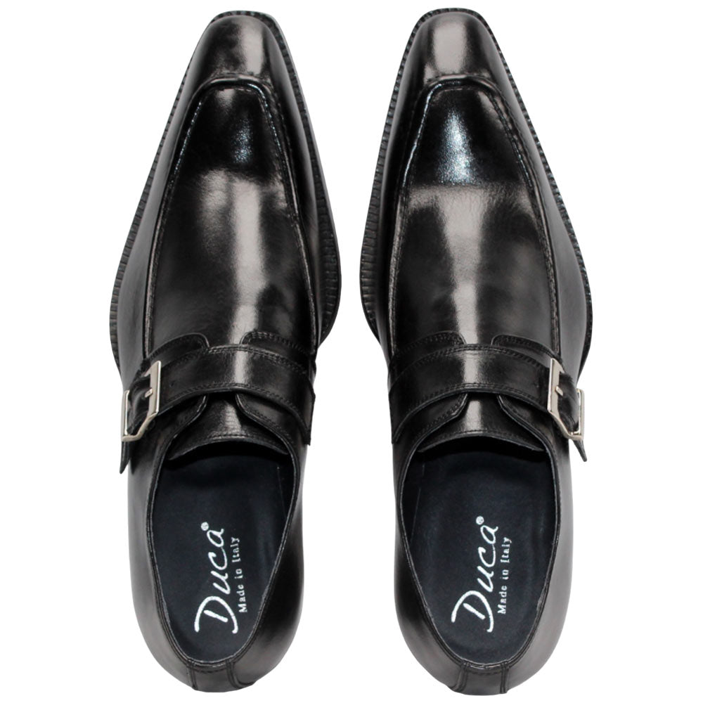 Duca Black Monk Strap Moc Toe Slip On