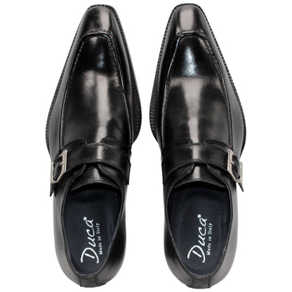 Duca Black Monk Strap Moc Toe Slip On