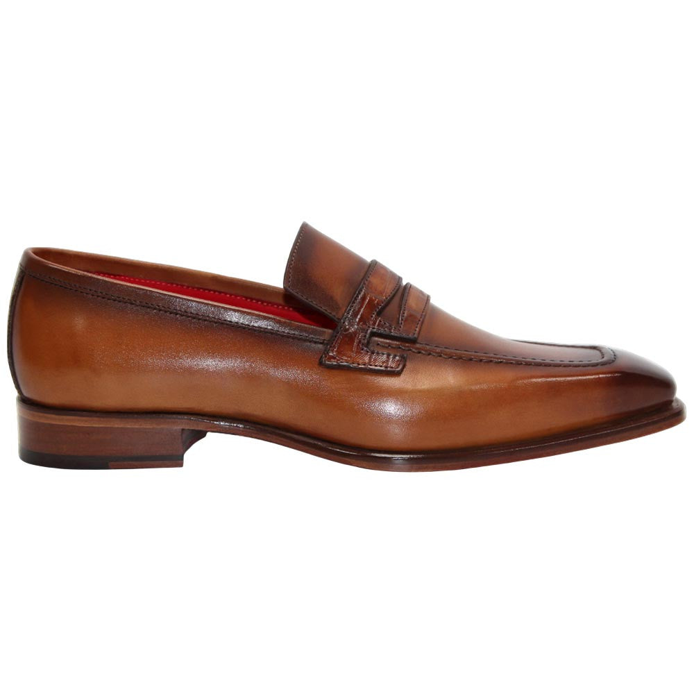 Fennix of Italy Genuine Alligator Skin LIAM Cognac Dress Loafers (USA Men Size)