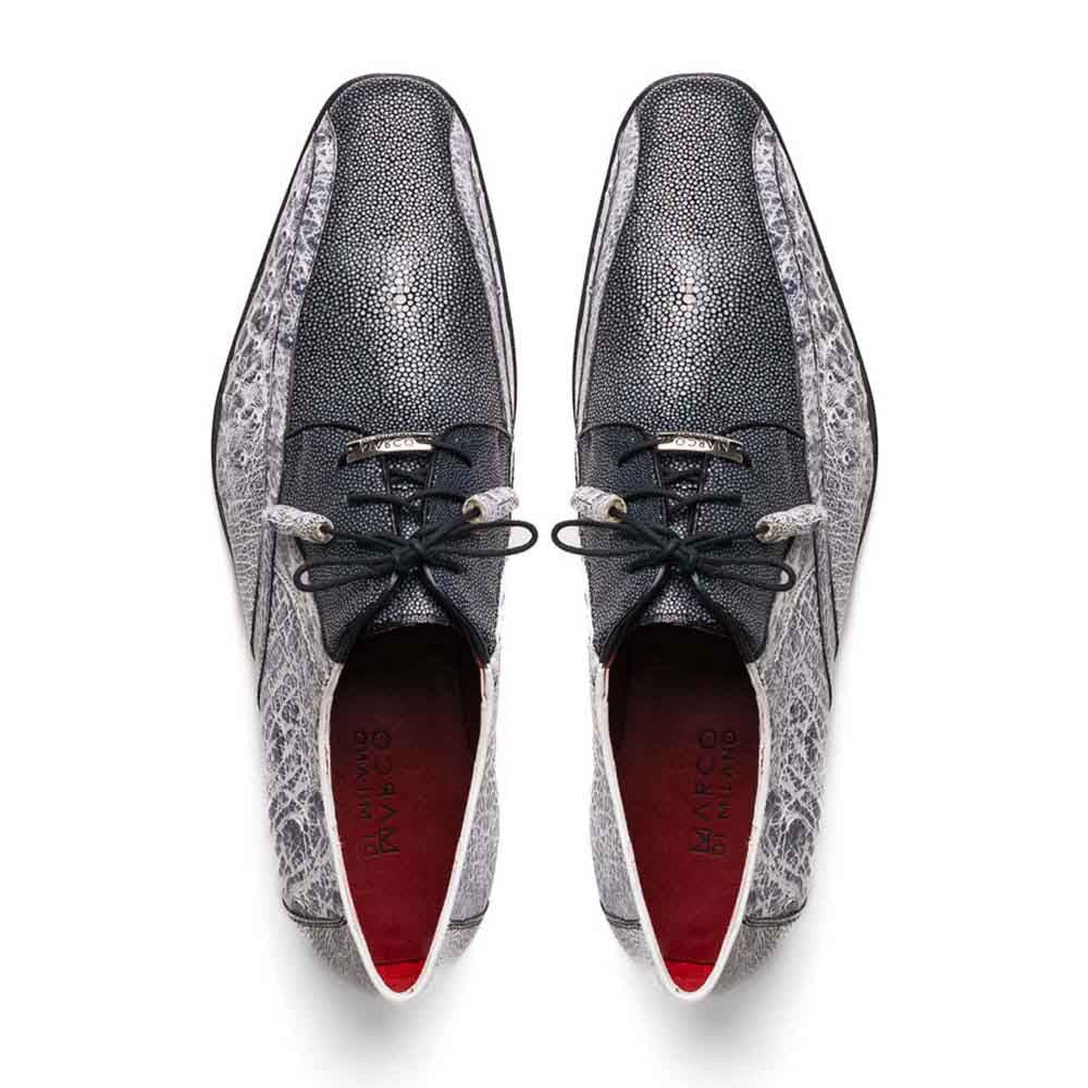 MARCO DI MILANO Lucca Dress Derby Newspaper Stingray and Ostrich Shoes