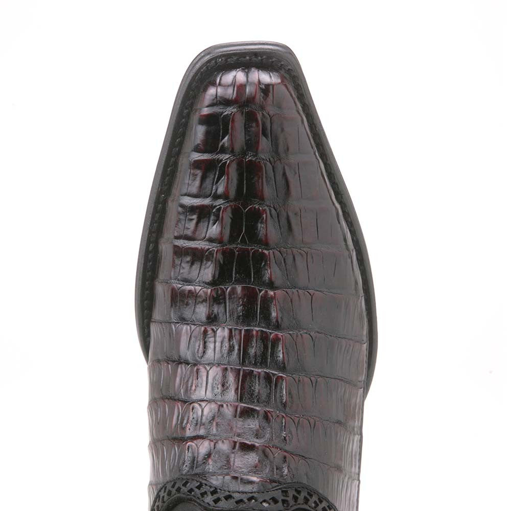 Los Altos Black Cherry Caiman Tail Low Shaft European Square Toe Men's Boot