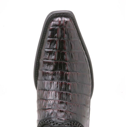 Los Altos Black Cherry Caiman Tail Low Shaft European Square Toe Men's Boot