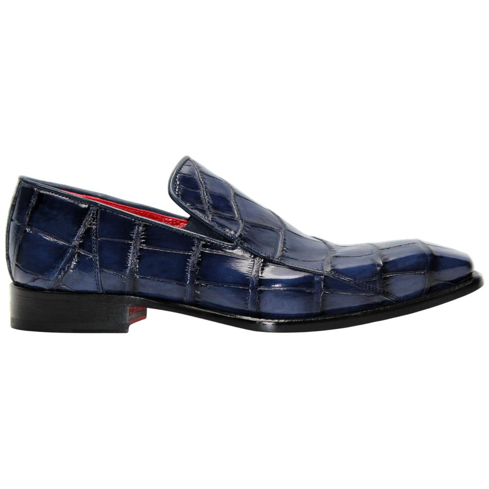 Fennix of Italy Genuine Alligator Skin DUSTIN Navy Trendy Loafers (USA Men Size)