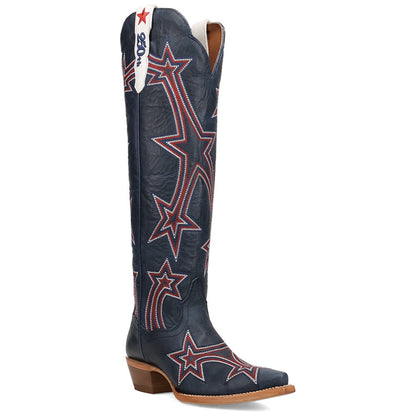 Dan Post America 250 Blue Leather Snip Toe Western Cowgirl Boots