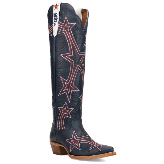 Dan Post America 250 Blue Leather Snip Toe Western Cowgirl Boots