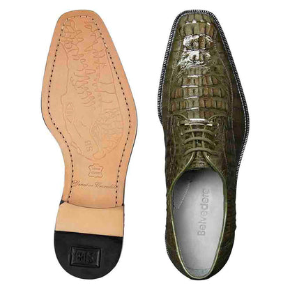 Belvedere Chapo Olive Men’s Hornback Crocodile Shoes