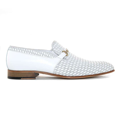 Corrente Wow White Suede and Calfskin Woven Slip-On Loafer for Men