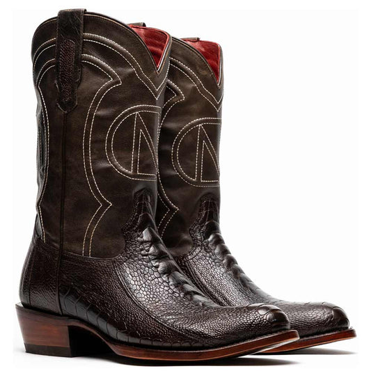Denver Genuine Ostrich Leg Brown Cowboy Boot | Marco Di Milano Western Boots