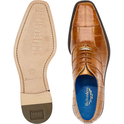 Belvedere Mare Camel Men's Genuine Ostrich & Eel Split-Toe Oxfords