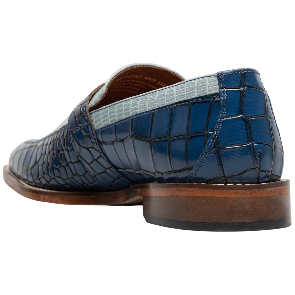 Stacy Adams Rubiano Moc Toe Buckle Strap Slip-On - Dark Blue Multi