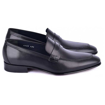 Corrente Black Calf-Skin Leather Penny Mens Loafers