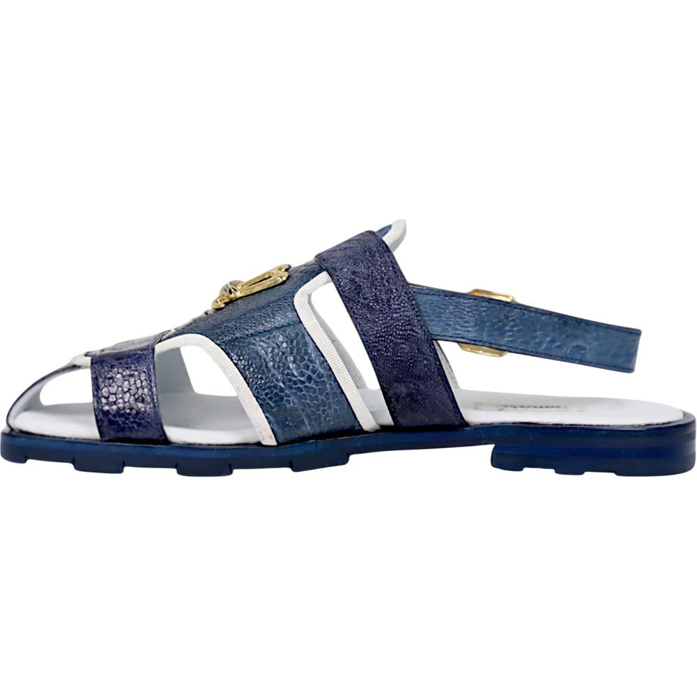 Mauri Jamaica Men's Wonder Blue Multi Exotic Ostrich Leg Sandal