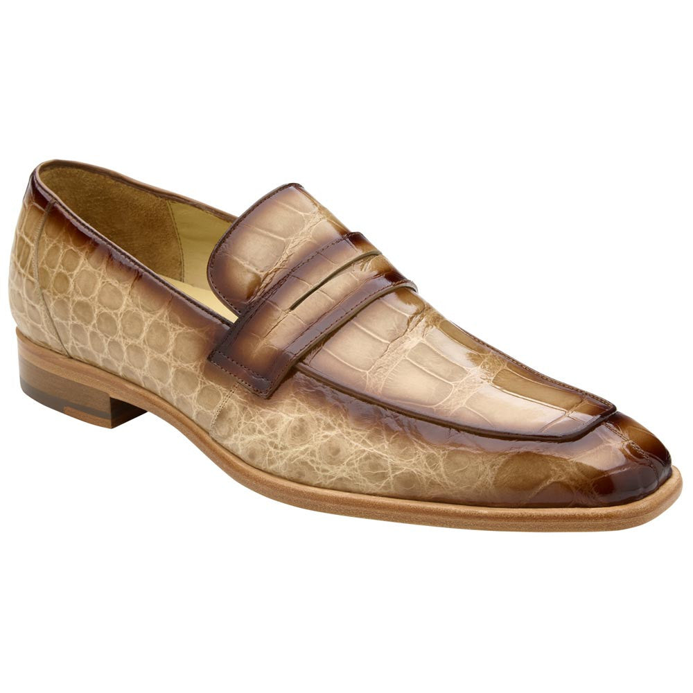 Belvedere Men’s Genuine American Alligator Antique Taupe Penny Loafer - Gavino