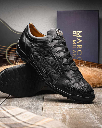 Marco Di Milano Bari Black Lizard Sneakers