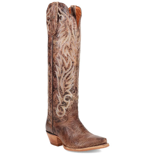 Dan Post Rustic Ridge Brown Leather Zipper Snip Toe Western Cowgirl Boots
