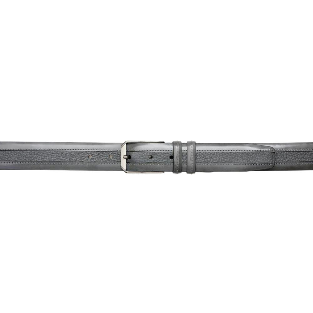 Mezlan Men's Hi-Shine Cordovan & Deerskin Belt in Grey