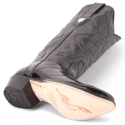 Wild West Black Genuine Eel Skin Boots