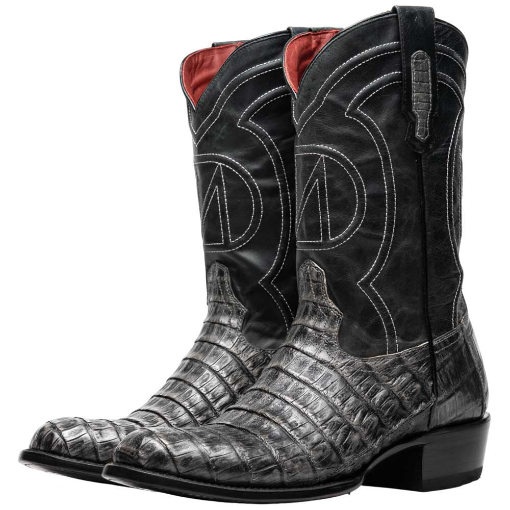 Phoenix Genuine Caiman Belly Skin Stone Gray Cowboy Boot | Marco Di Milano Western Boots