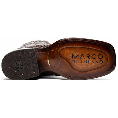 Tucson Genuine Caiman Belly Skin Aged Brown Cowboy Boot | Marco Di Milano Western Boots