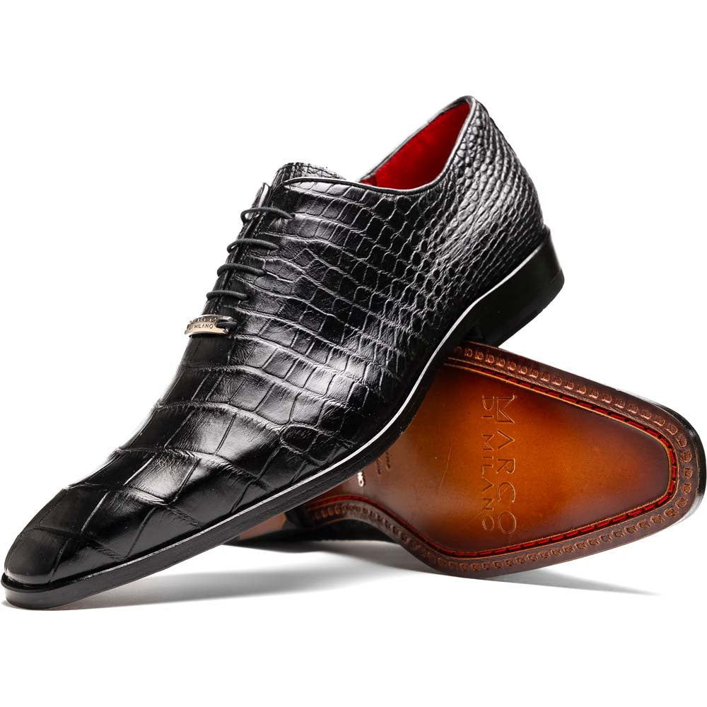 Marco Di Milano Bono Black Alligator Dress Shoes