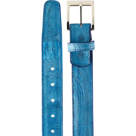 Belvedere Men's Ocean Blue Ostrich Leg Belt