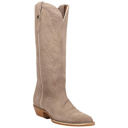 Dan Post Neon Prairie Women's Taupe Suede Leather Western Boot - 15" Shaft, Narrow J Toe