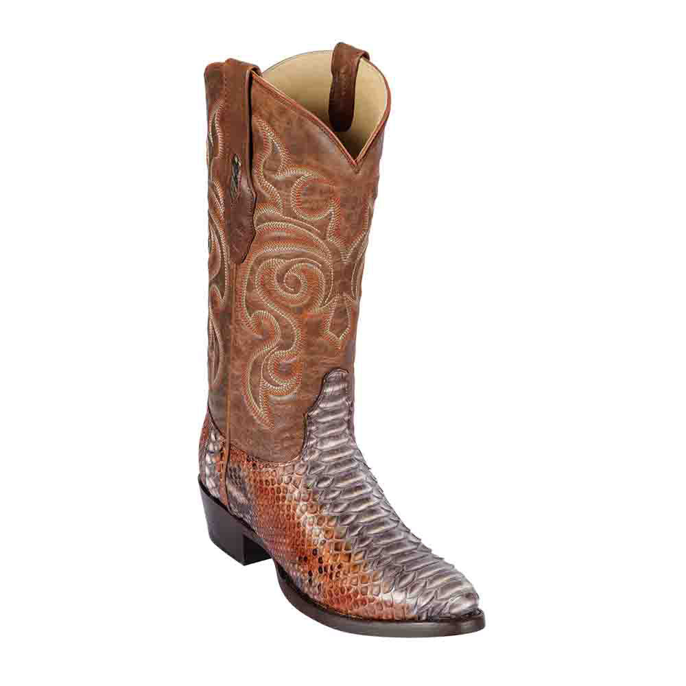 Los Altos Brown Boots Genuine Python Skin