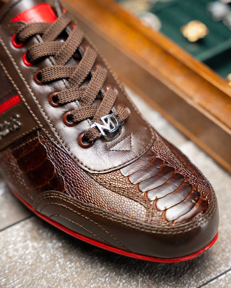 Marco Di Milano Portofino Ostrich Leg Sneaker - Brown
