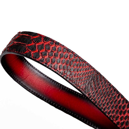 Arkansas Genuine Python Skin Western Belt in Black Cherry with Antique Western Buckle | Marco Di Milano Exotic Belt