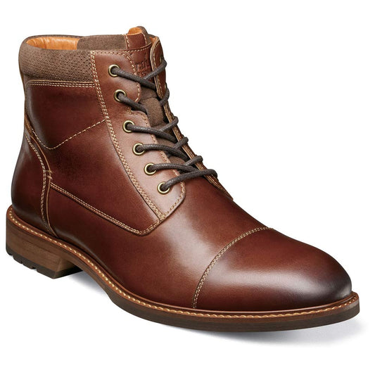 Lodge Cap Toe Lace Up Boot | Florsheim Chestnut Dress Boots for Men