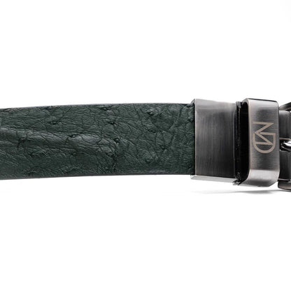 Domenico Men’s Genuine Exotic Ostrich Belts With Brushed Chrome Buckle | Marco Di Milano Exotic Belt in Green