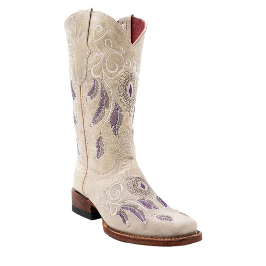 Ferrini Dreamer Clay Embroidered Full Grain Leather Narrow Square Toe Boots