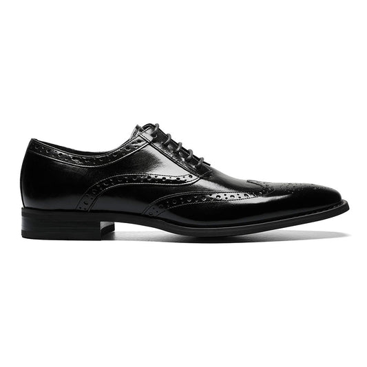 Tinsley Black Buffalo Leather Wingtip Oxfords by Stacy Adams