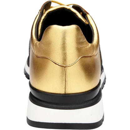 Belvedere Blake Black & Gold Fusion Exotic Ostrich/Calf-Skin Leather Sneakers