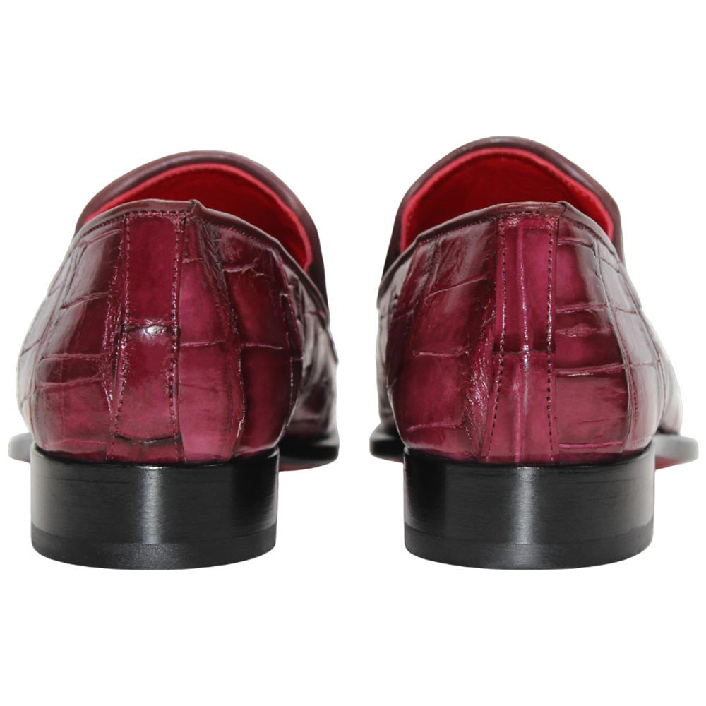 Fennix of Italy Genuine Alligator Skin DUSTIN Burgundy Loafers (USA Men Size)