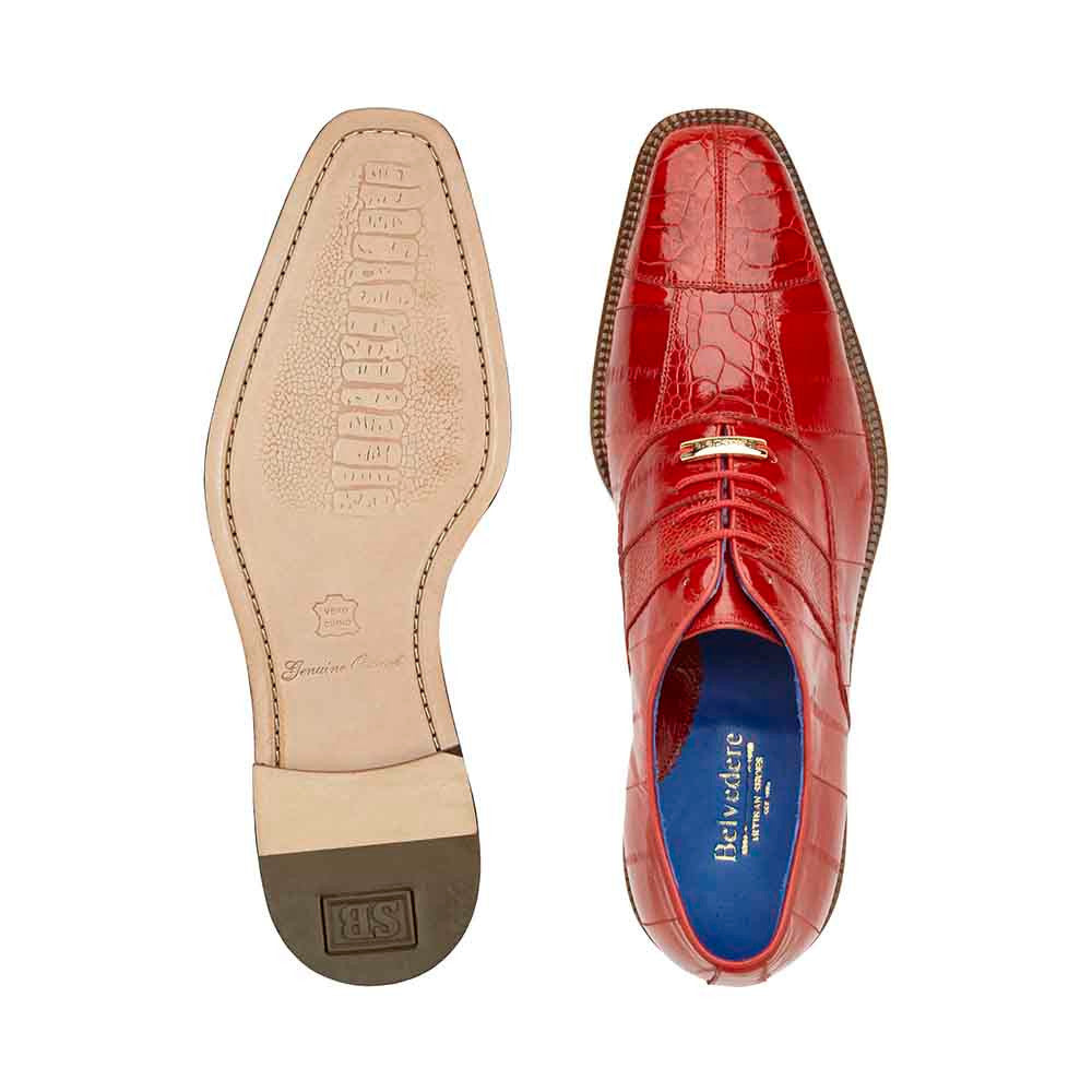 Belvedere Men's Red Mare Ostrich & Eel Oxford Shoes