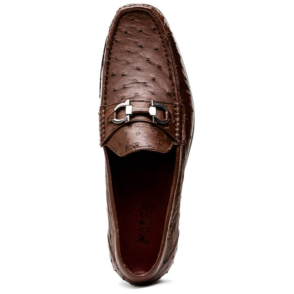 Ferrioni Kango Tabac Men’s Genuine Ostrich Moc Toe Bit Loafers | Marco Di Milano